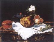 Edouard Manet Brioche with flower and fruits oil painting on canvas